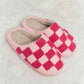 Melody Checkered Print Plush Slide Slippers