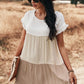 Color Block Round Neck Tiered Dress